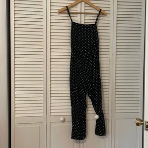 Black and white petite polkadot romper